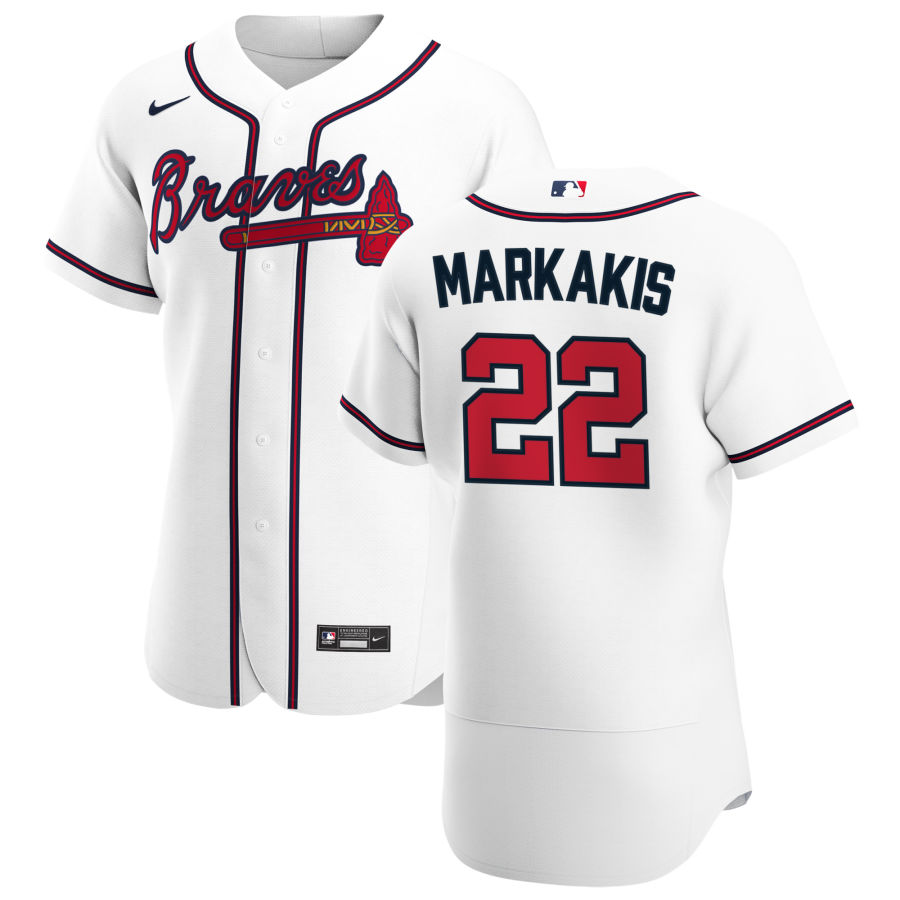 Atlanta Braves 22 Nick Markakis Men Nike White Home 2020 Authentic Player MLB Jersey